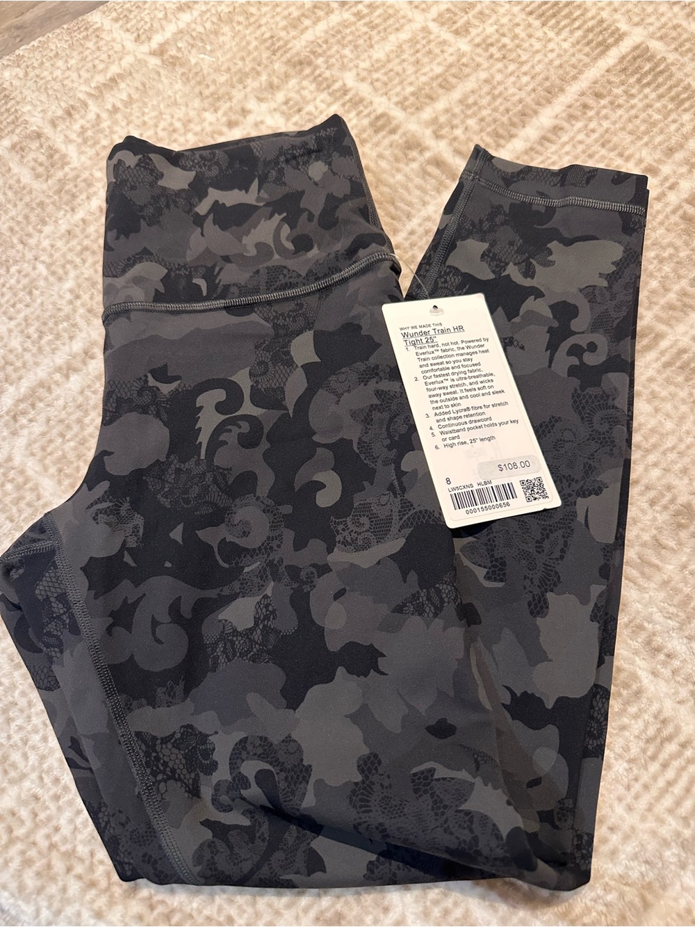 Lululemon Wunder Train HR Leggings in Black/Gray Camo